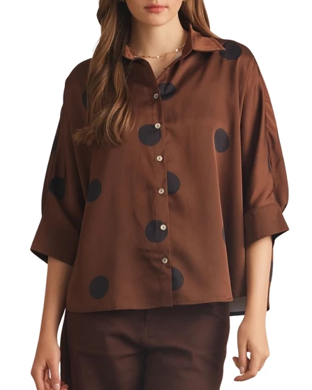 Polka Dot Button-Up Top