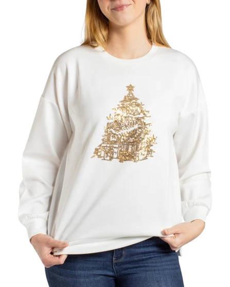 Gold Sequin Christmas Tree Soft Knit Sweatshirt
