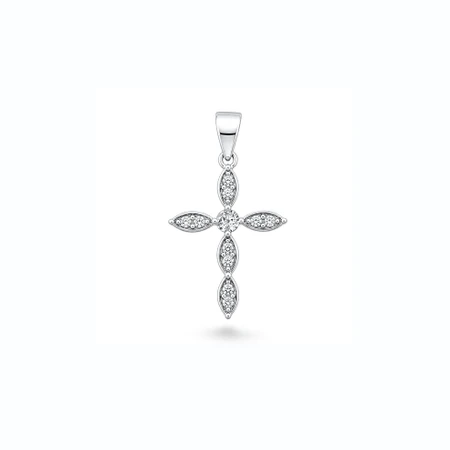 Sterling Silver CZ Bubble Cross Pendant