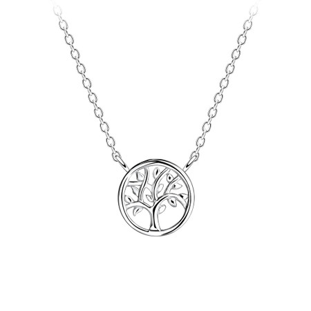 Sterling Silver Round Tree of Life Necklace