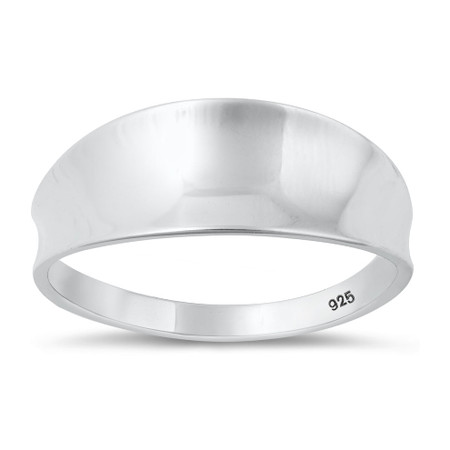 Sterling Silver Smooth Concave Wide Band Ring