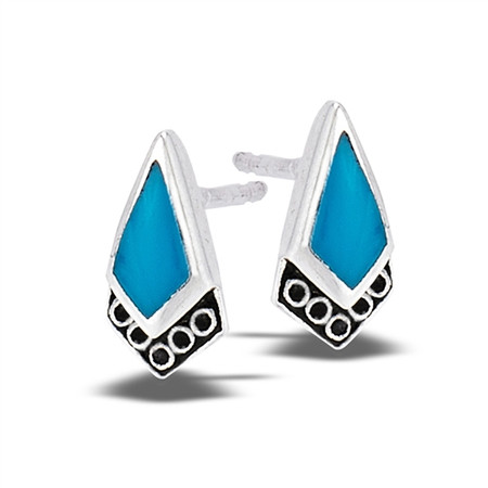 Filigree Stud Earring With Synthetic Turquoise  Filigree Stud Earring With Synthetic Turquoise