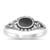Oval Stone Ring with Bali Dot Bead Detail - Black Agate