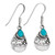 Small Cutout Teardrop Dangle Earrings with Turquoise Accent