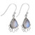 Teardrop Moonstone Dangle Earrings with Lotus Leaf Accents