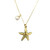 Starfish Pendant Pearl Dangle Necklace in Gold