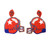 Beaded Football Helmet Dangle Earrings - Red/Blue