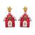 Red Christmas House Acrylic Dangle Earrings