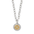 Mosiac Round Pendant Necklace - Two Tone