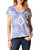 Printed Hatchi Cap-Sleeve V-Neck Top With Ladder Tape Detail Printed Hatchi Cap-Sleeve V-Neck Top With Ladder Tape Detail