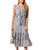 Printed V-Neck Midi Dress with Drawcord Waist