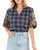 Plaid Embroidery Detail Blouse Plaid Embroidery Detail Blouse