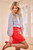 Striped Embroidered Sleeve Tassel Top Striped Embroidered Sleeve Tassel Top