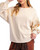 Beige Quilted Sweatshirt with Floral Sleeve Detail