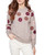Floral Embroidery Crew Neck Sweater Floral Embroidery Crew Neck Sweater