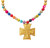 Multi-Colored Sea Jasper Necklace with Anna Cross Pendant