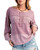 Mauve Floral Mixed Media Henley Top