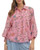 Pink Floral Button-Down Blouse with Balloon Sleeves