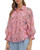 Pink Floral Button-Down Blouse with Balloon Sleeves