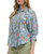 Periwinkle Floral Puff Sleeve Button-Down Blouse