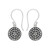 Textured Dot Disc Silver Drop Earrings
