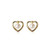 Open Heart Pearl Stud Earrings - Gold