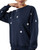 Embroidered Daisy Crewneck Sweatshirt – Navy