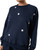 Embroidered Daisy Crewneck Sweatshirt – Navy