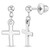 Kids Sterling Silver Cross Dangle Screw Back Earrings