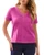 Slub Knit V-Neck Top with Double Trim Detail