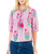 Pink Floral Embroidered Tassel Tie Bubble Sleeve Blouse