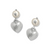 One Heart Pearl Post Drop Earrings - Two Tone
