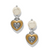 One Heart Pearl Post Drop Earrings - Two Tone
