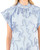Blue Stripe Floral Ruffle Neck Blouse
