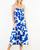 Blue & White Abstract Print Midi Dress with Detailed Trim