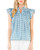 Blue Floral Ruffle Sleeve Blouse