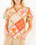 Tile Print Puff Sleeve Blouse in Coral Multi