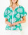 Emerald Damask Print Puff Sleeve Blouse