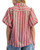 Red Stripe Puff Sleeve Button Front Blouse