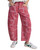 Washed Red Bandana Print Barrel Leg Jeans