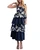 Navy Embroidered Tiered Midi Sundress