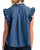 Ruffle Trim Chambray Sleeveless Button Front Top