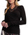 Ribbed Lace Trim Long Sleeve Top
