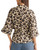 Butterfly Print Tie Waist Button Front Blouse