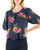 Navy Floral Bubble Hem Blouse