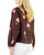 Chocolate Floral Ruffle Neck Button Front Blouse