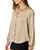 Ruffle Neck Satin Button-Down Blouse