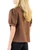 Suede Split Neck Puff Sleeve Blouse