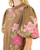 Brown Floral Embroidered Puff Sleeve Suede Shift Dress