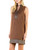 Faux Leather Trim Suede Sleeveless Shift Dress